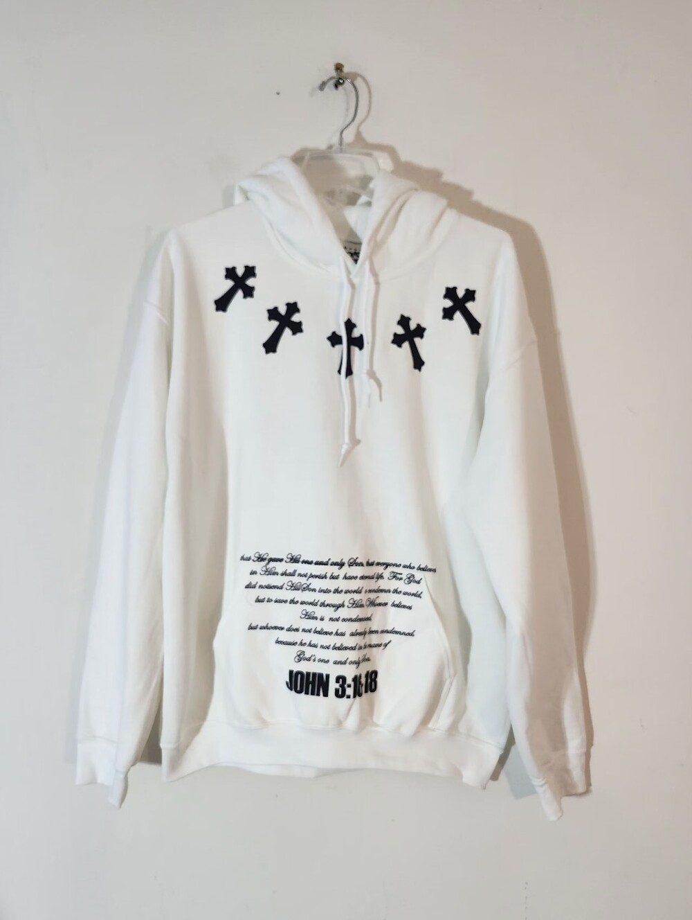 Christian Graphic Pullover Hoodie Size: L  Color :White